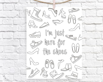 Printable Adult Coloring Pages, Inspirational Coloring Pages, Adult Activity pages, Coloring Book, Shoes