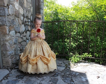 READY TO SHIP! Belle Dress Costume Beauty and the Beast Gold Yellow Ballgown | Toddler, Girls, Child, Kids Sizes