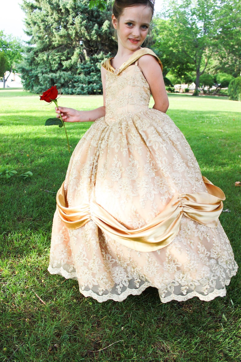 READY TO SHIP Belle Dress Costume Beauty and the Beast Gold - Etsy
