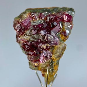 61 Cts Raw Rubyite Crystals on Matrix – Afghanistan Collector Display Mineral Specimen