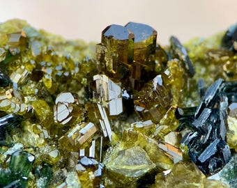Vesuvianite da 250 g con diopside e clinocloro – Campione minerale cristallino scintillante – Pezzo da collezione afghano