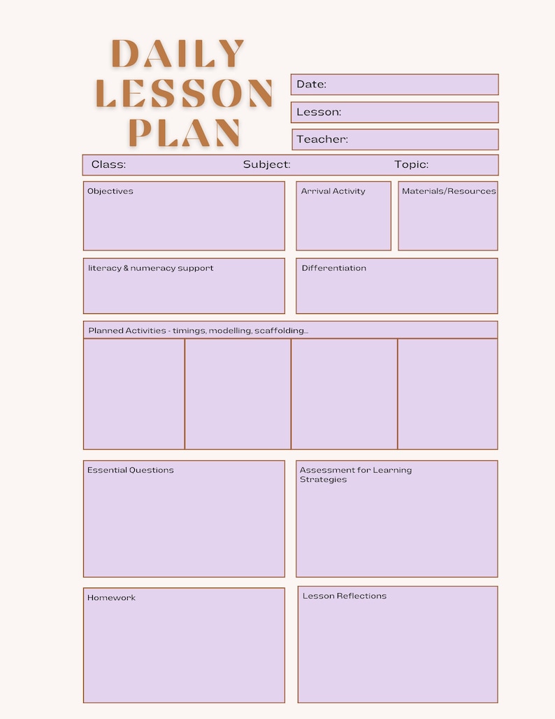 Digital Lesson Plan Template