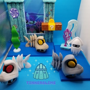 Super Mario &quot;Fish Bones&quot; Articulated [3D-Printed, Toy, Collectible Figurine, Super Mario, Nintendo, Sculpture]
