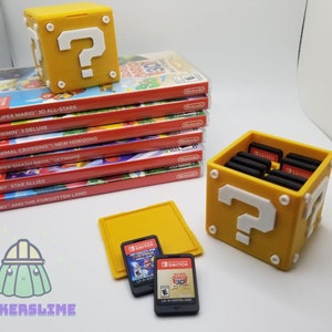 Mario Question Block, Switch Cartridge or DS/3DS Cartridge Holder [3D-Printed, Toy, Collectible, Gaming, Super Mario, Nintendo, Sculpture]
