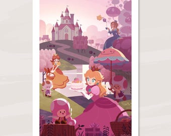 Nintendo Princesses Print &quot;Peachy Picnic&quot;