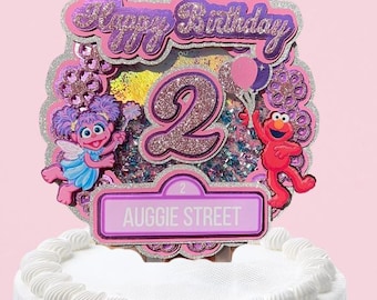 Personalized Elmo & Abby Cadabby Cake Topper: Sesame Street Birthday Decor
