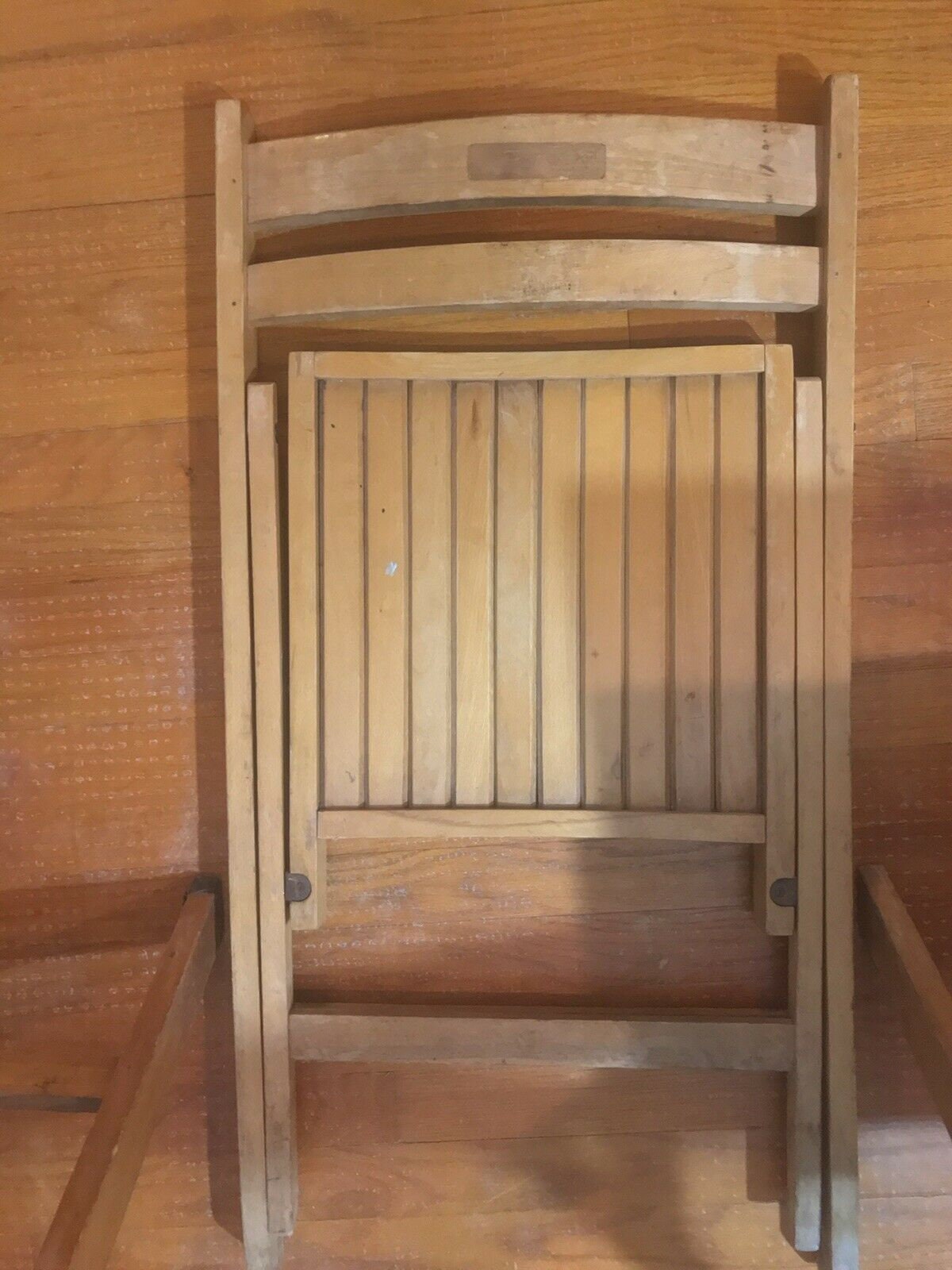 Vtg Wooden Slat Folding Chairs Romania Lot of 4 Danish Mid Century