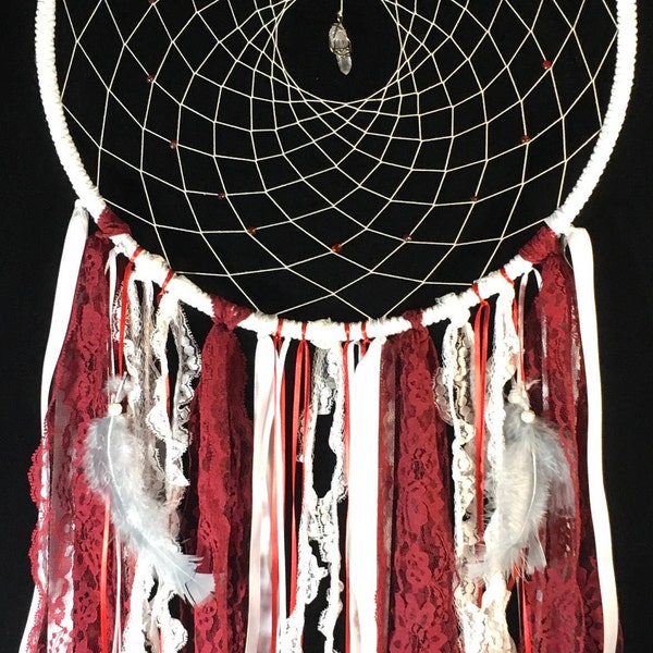 Boho dream catcher with quartz Alabama Football themed