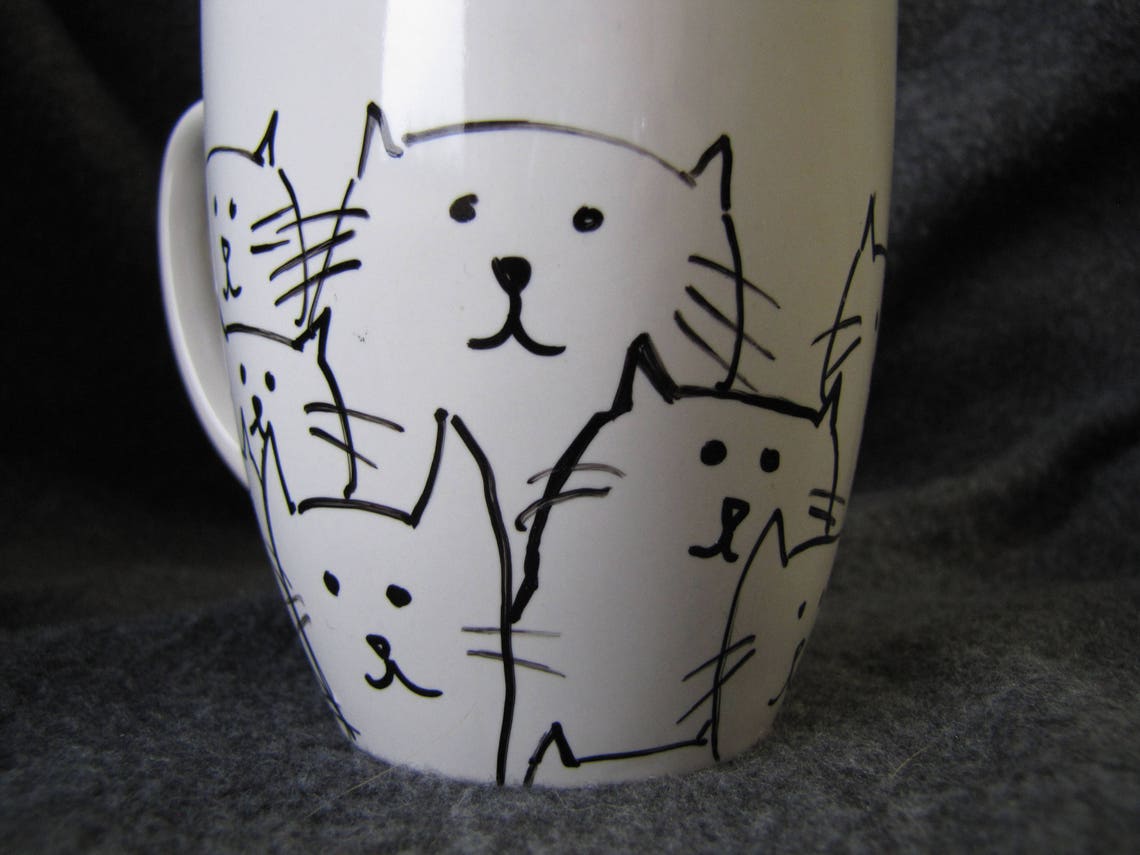 Handpainted Cat Coffee Mug Etsy