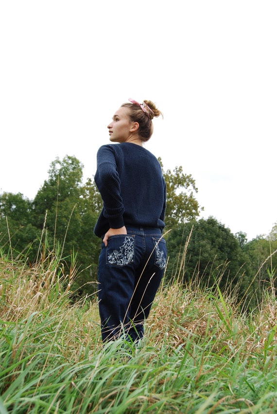 floral painted jeans