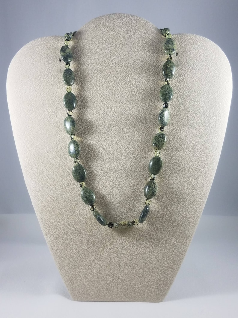 Green Serpentine Jade and Fire Polished Czech Glass Necklace - Etsy