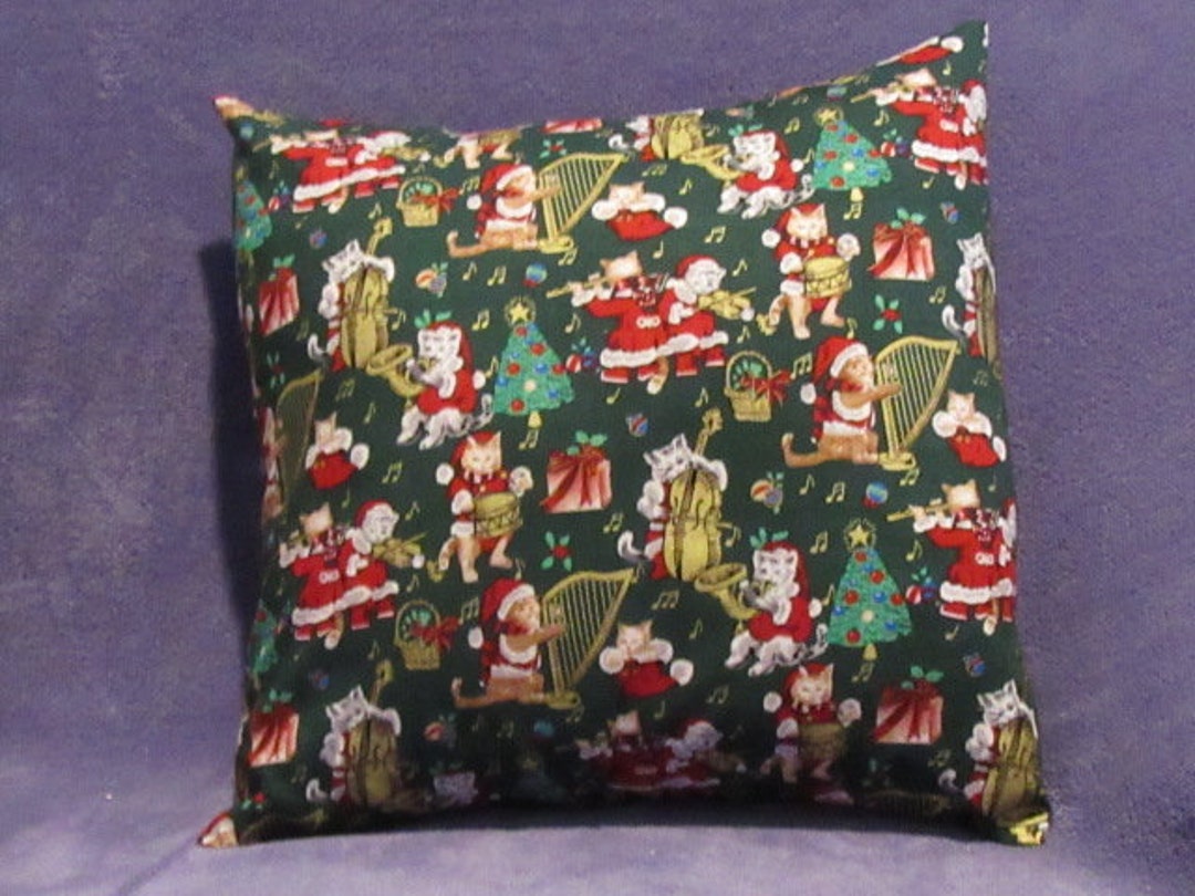 Musical Christmas Cat Pillow Cover Christmas Cats Pillow Etsy