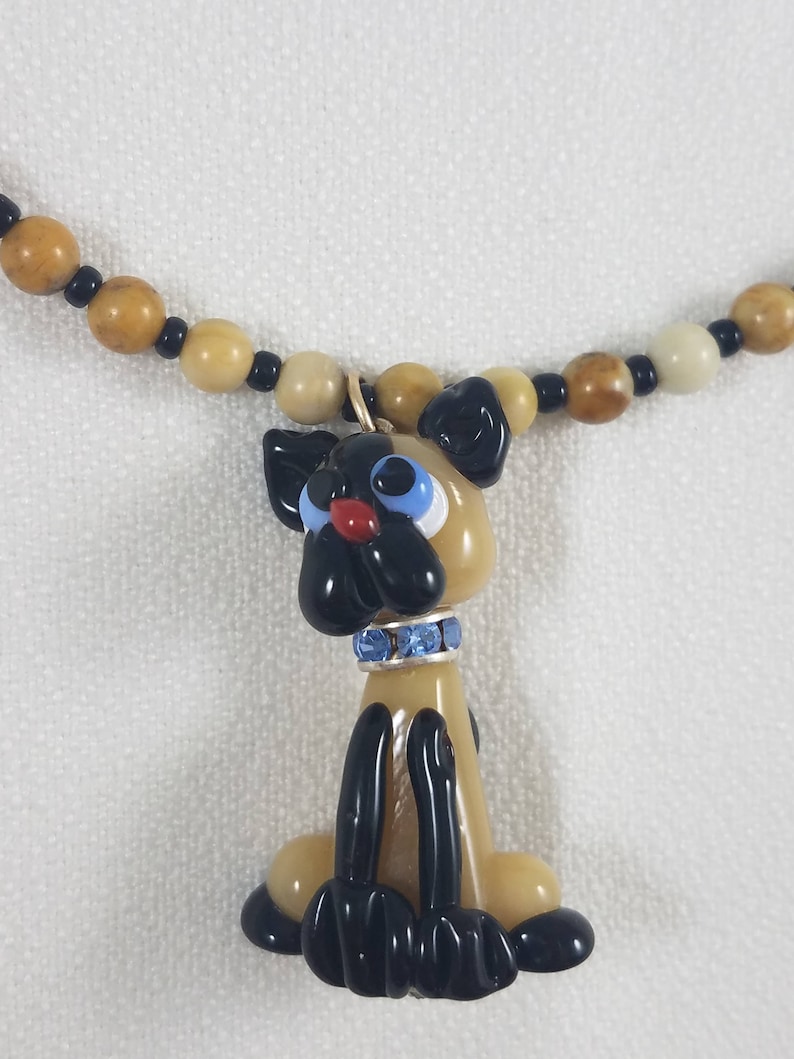 Lamp Worked Siamese Cat Pendant Necklace /& Earring Set