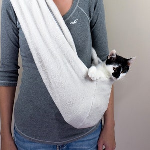 Reversible Minky Fleece Cat Sling Carrier with Leash