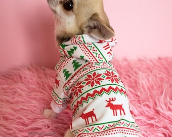 Christmas Dog Hoodie: Reindeer Winter Sweater for Small Dogs