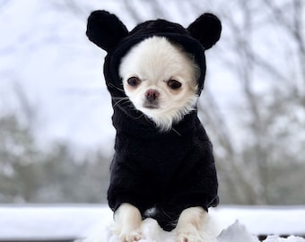 Buy Minky Fur Dog Sweatshirt With Ears Warm Plush Pet Hoodie Black Dog Clothes for Small Dogs Online in India Etsy