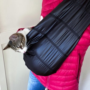 ブラックキャット スリングキャリア – リバーシブル、防風ペットポーチ
