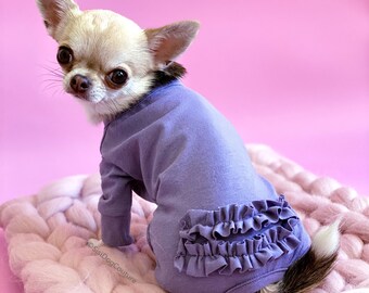 Dog Jumpsuit with Ruffles - lilac