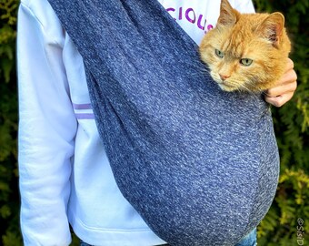 Cat Carrier Premium Cotton Jersey, Cat Sling for Cats up to 18 lbs, Sphynx Cat Carrier, Reversible Pet Carrier