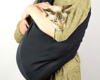 Comfortable Cat Sling Carrier for Easy Pet Transportation - Reversible Kitty Sling Bag for Daily Use - gray