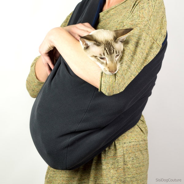 Comfortable Cat Sling Carrier for Easy Pet Transportation - Reversible Kitty Sling Bag for Daily Use - gray