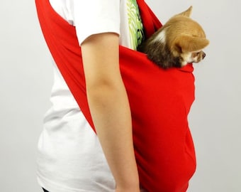 Bandolera reversible de algodón para perros, transportín para mascotas pequeñas de hasta 8 kg, negro y rojo.