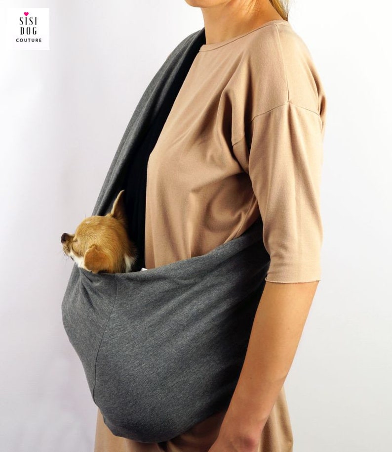 Dog Sling Carrier DARK GRAY/BLACK Teacup chihuahua Pet Etsy