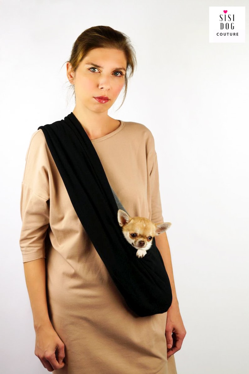 Dog Sling Carrier BLACK/DARK GRAY Toy S M Pet carrier Etsy