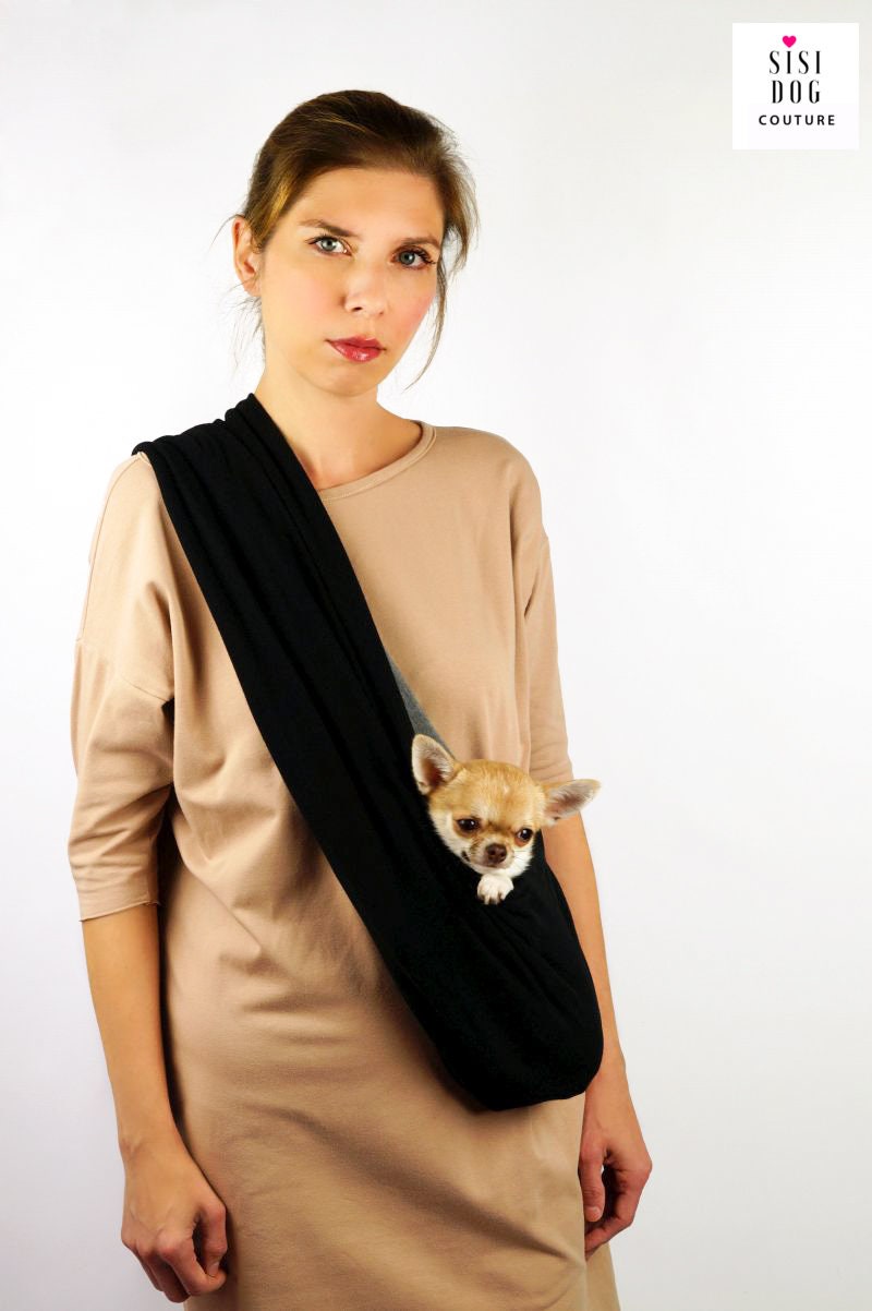 Dog Sling Carrier BLACK/DARK GRAY Toy S M Pet Carrier Dog Etsy Canada