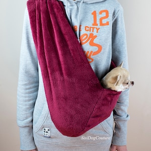 Sac de transport réversible pour chien - écharpe en minky et coton pour petits chiens