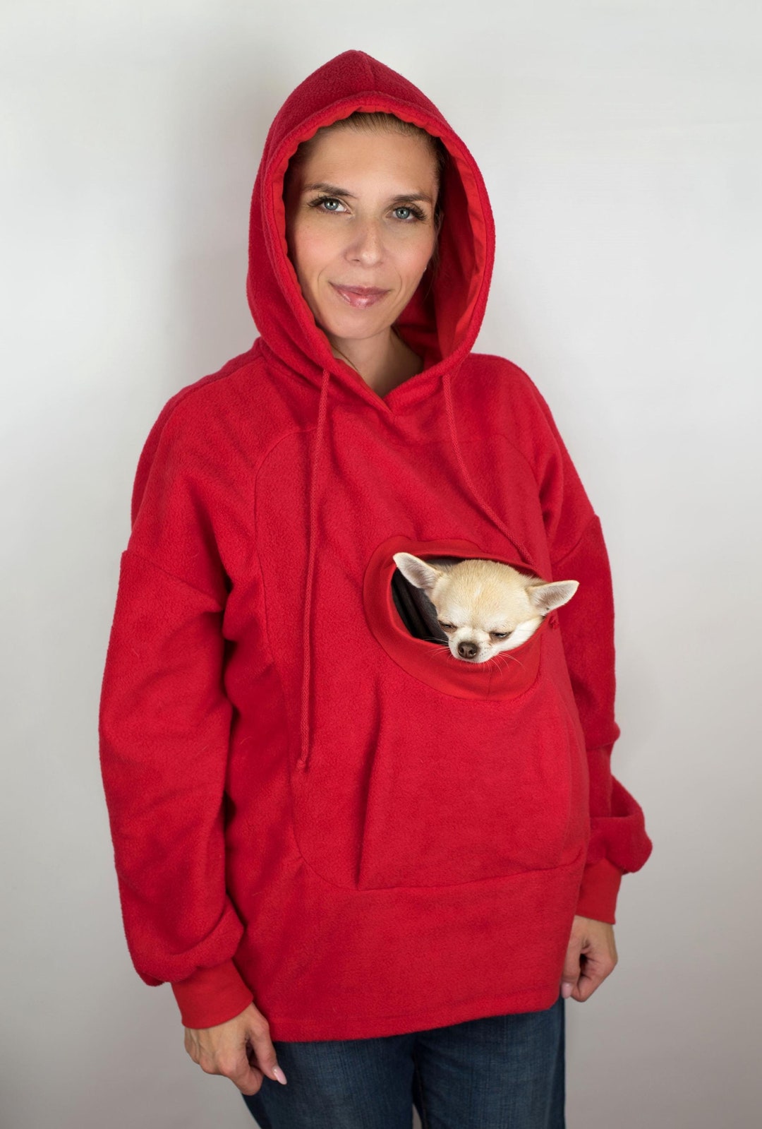 Pull Kangourou Pour Chien Avec Poche - Sweat Molleton Chaud à Capuche, Pour Porter Son Chiot En Promenade (grande Taille)
