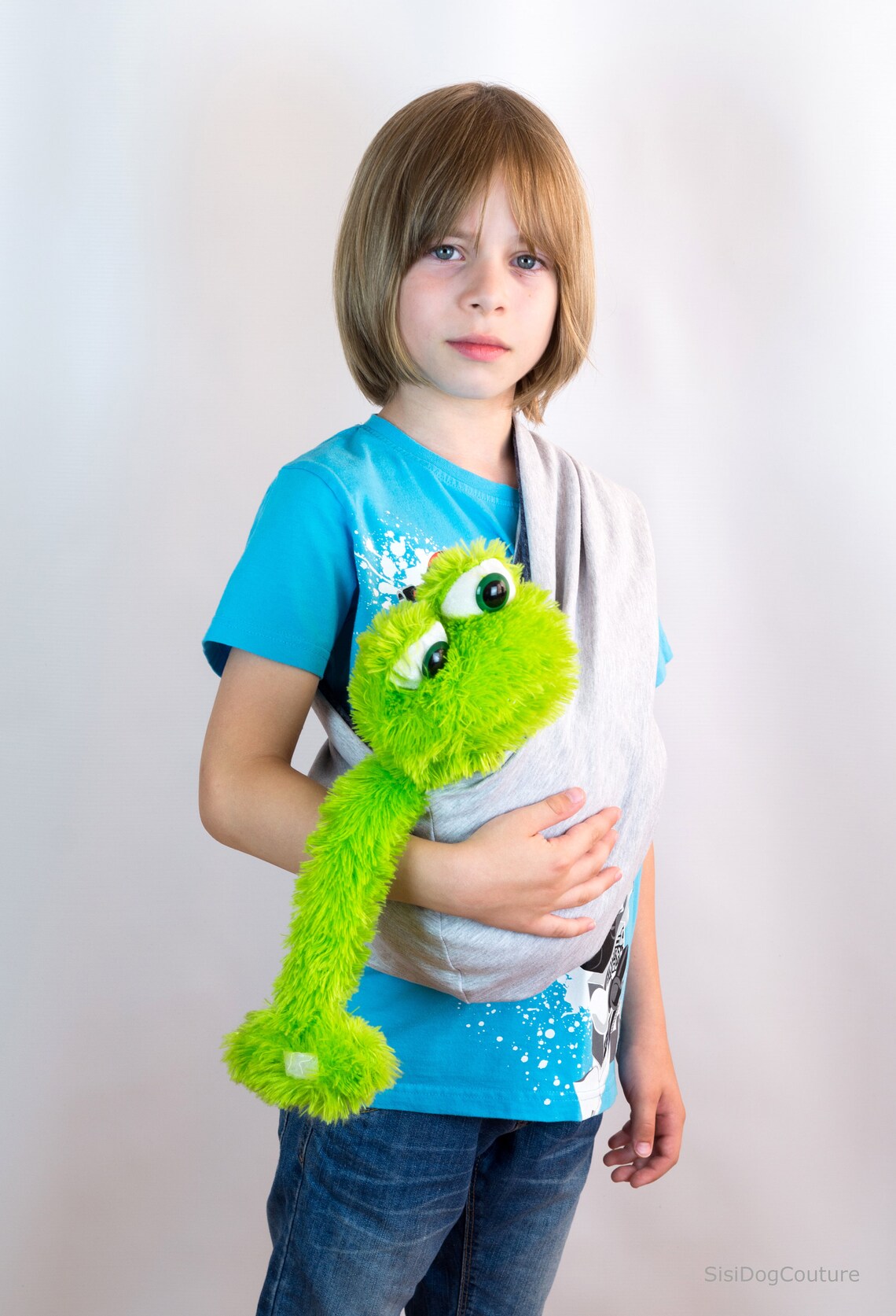 Kid's Dog Carrier Blue Gray Cotton Jersey. Pet Sling for Etsy