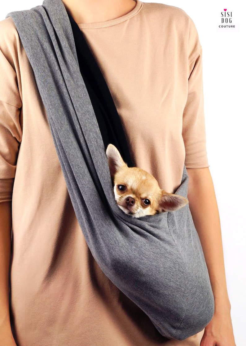 Dog Sling Carrier DARK GRAY/BLACK Teacup chihuahua Pet Etsy