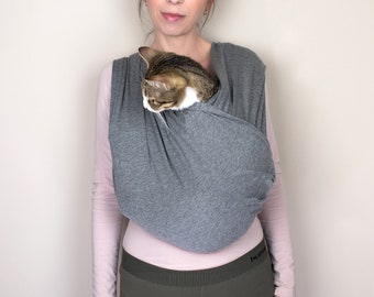 Portabebés de algodón para gatos: tela gris suave, bolsa de seguridad para mascotas