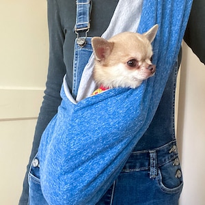 Wendetragetuch, Tragetuch für Hunde, Blau und Grau - Baumwolle