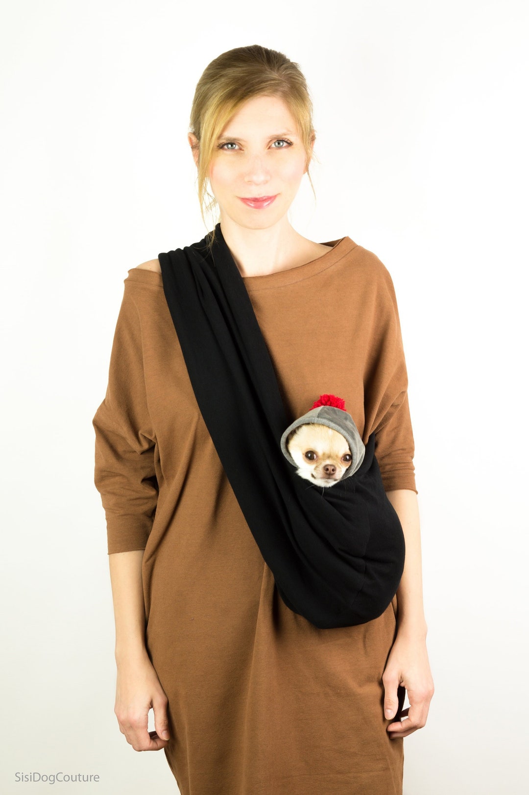 Reversible Dog Sling, Black Gray Pet Carrier, Pet Sling for Dogs up to