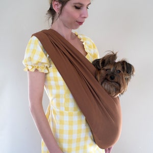 Reversible Cotton Dog Sling - black, Urban Pet Carrier Pouch - brown