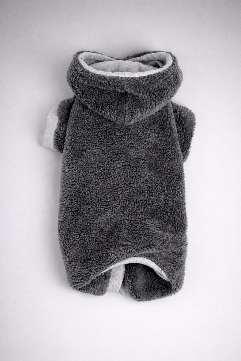 100% Minky Plush Chihuahua Jumpsuit – Chihuahua Clothes, Small Dog Onesie, Gray image 7