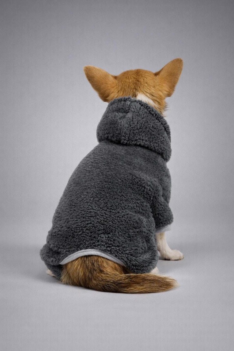 100% Minky Plush Chihuahua Jumpsuit – Chihuahua Clothes, Small Dog Onesie, Gray image 8