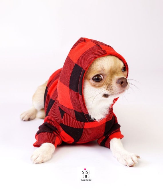 Geruit patroon hond hoodie hond kleding stof huisdier - Etsy