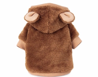 Pluche hondenhoodie met oren: warme winterjas voor kleine honden