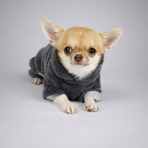 100% Minky Plush Chihuahua Jumpsuit – Chihuahua Clothes, Small Dog Onesie, Gray image 12