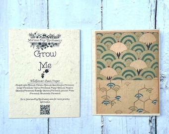 Plantable Wildflower Seed Card || Ancient Japanese Print || Eco-Friendly