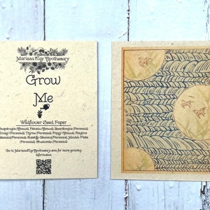 Tarjeta de semillas de flores silvestres plantable // Impresión japonesa antigua // Eco-Friendly