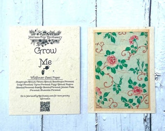 Plantable Wildflower Seed Card || Ancient Japanese Print || Eco-Friendly