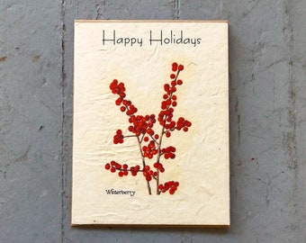 Happy Holidays Card || Plantable Wildflower Seed Paper || Eco-Friendly || Supporting Women In Nepal || Winterberry