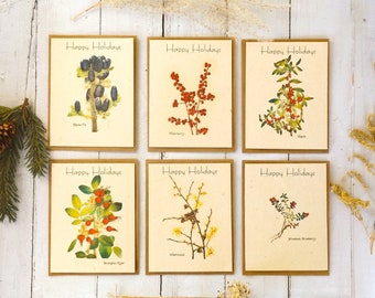 Holiday Plantable Seed Cards With Envelopes | Variety Pack(6) | Wildflower Seed Paper | Zero Waste Gift