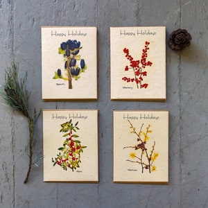 Cartões de sementes de feriado feliz Hygge || Pacote de variedades || Papel de sementes de flores silvestres || Presente ecológico || 4 Pacote