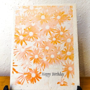 Handgezeichnete Happy Birthday Karte || Pflanzbares Wildblumensamen Papier || Unterstützt Frauen in Nepal
