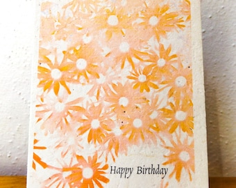 Hand Drawn Happy Birthday Card || Plantable Wildflower Seed Paper ||  Supports Women In Nepal